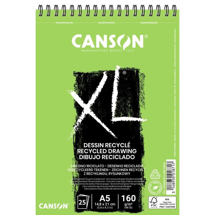 Bloc dibujo Canson XL reciclado A5 25 hojas 160 gramos