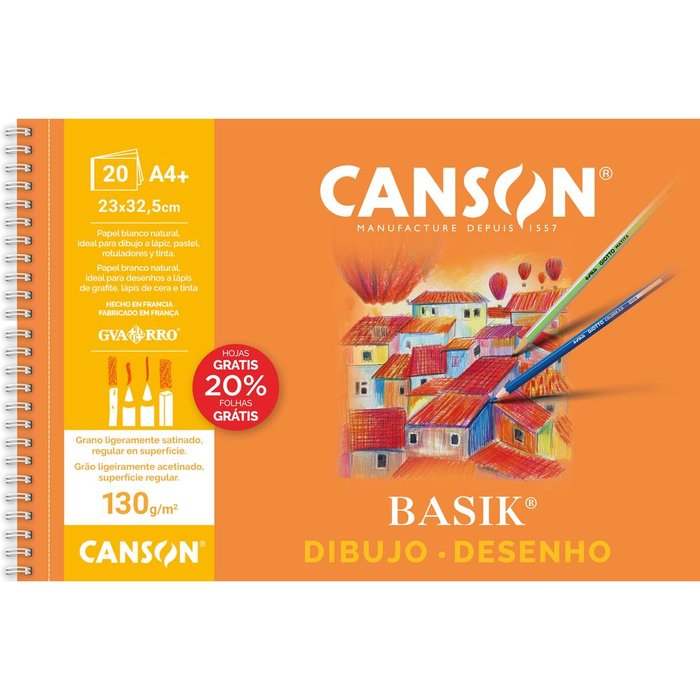 Bloc Espiral Estándar Liso 90g | Guarro & Canson | Cartón | Formato Estándar | Pack 10 Unidades Imagen principal del producto