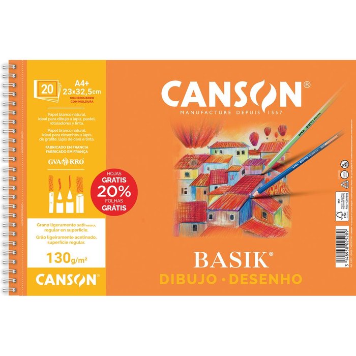 Bloc Espiral Estándar Liso 90g | Guarro & Canson | Cartón | Formato Estándar | Pack 10 Unidades Imagen principal del producto