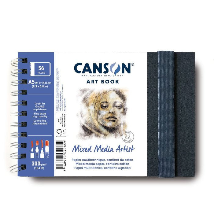 Cuaderno Canson Mix Media Artist 14,8x21 cm 28 hojas 300 g Marca Guarro