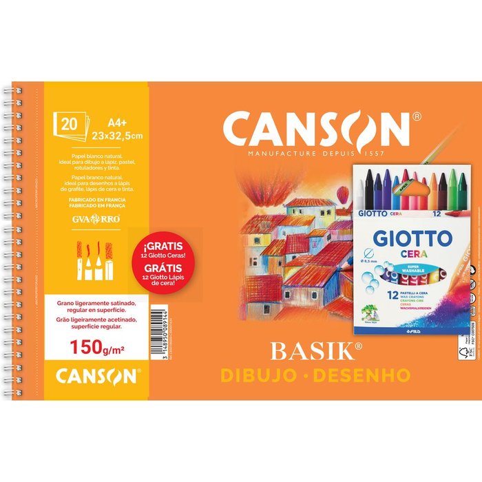 Bloc Espiral Estándar Liso 20H 90g | Guarro & Canson | Cartón | Formato Estándar | Pack 1 Unidades Imagen principal del producto