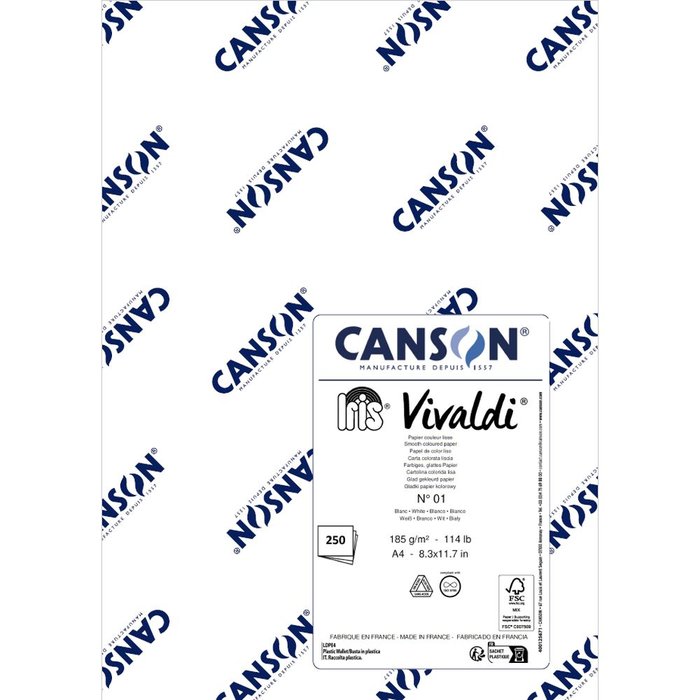 Paq/250 Cartulinas Iris A4 185g. Blanco Imagen principal del producto