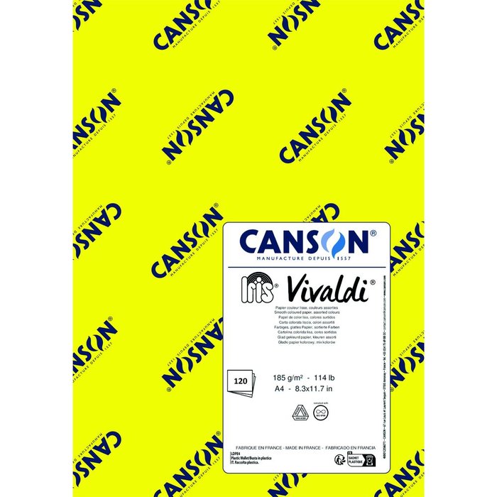 Paq/120 cartulinas iris a4 185g. surtido 12 colores vivos