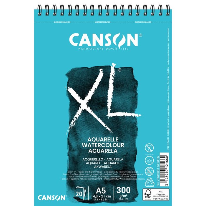 Album espiral Micr A5 20H Canson XL Aquarelle fino Guarro & Canson