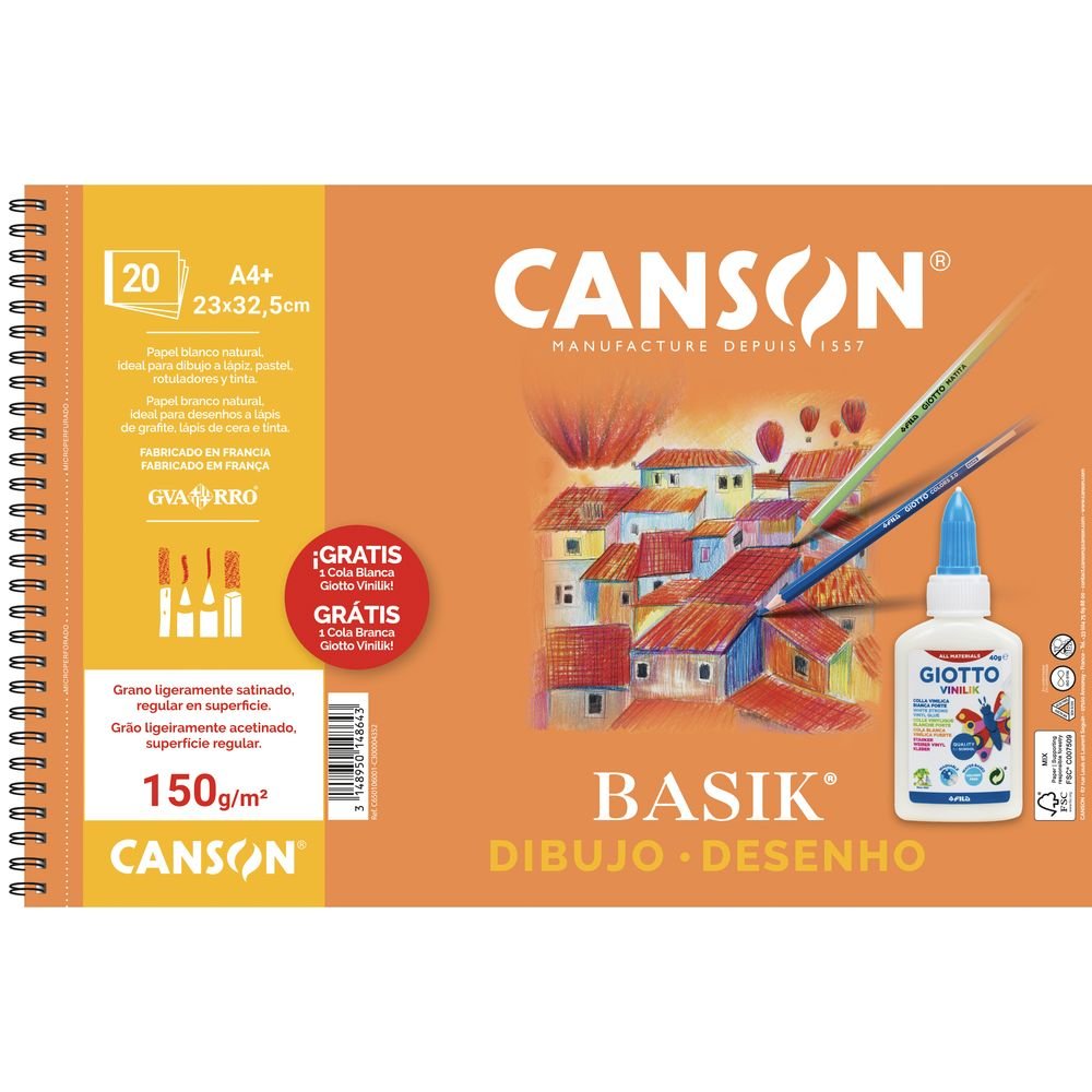Bloc Dibujo Basik A4+ 20H 150 g. Liso y Cola Giotto Regalo Canson Guarro Imagen principal del producto