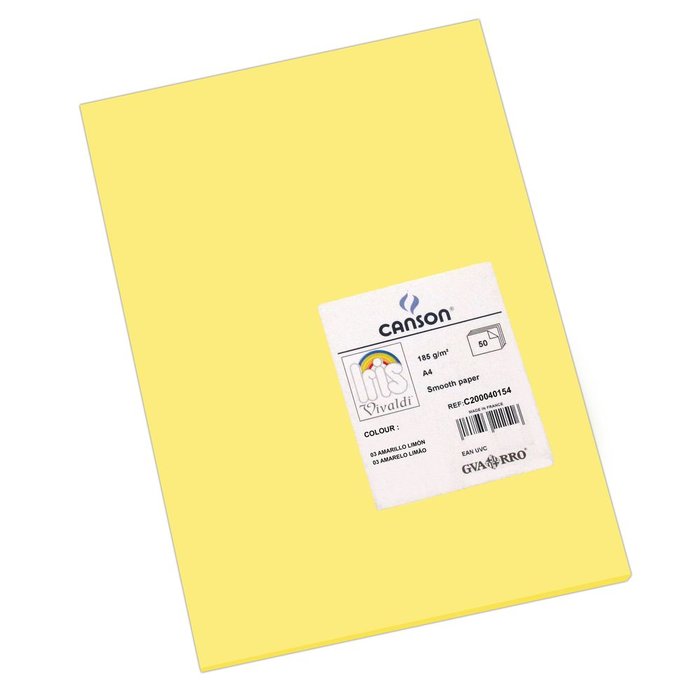 CARTULINA GUARRO A4 185GR AMARILLO LIMON | 50 UNIDADES | (GUARRO & CANSON) Imagen principal del producto