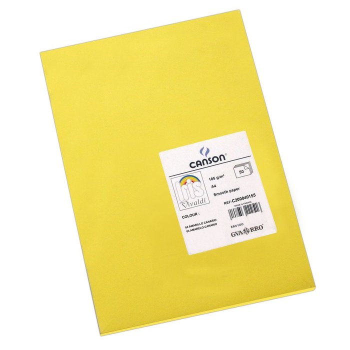 CARTULINA A4 GUARRO IRIS 185G AMARILLO CANARIO 50 HOJAS | 50 UNIDADES | (GUARRO & CANSON) Imagen principal del producto