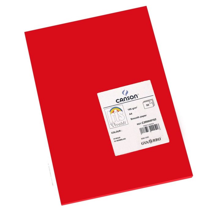 CARTULINA A4 GUARRO IRIS 185G ROJO 50 HOJAS | 50 UNIDADES | (GUARRO & CANSON) Imagen principal del producto