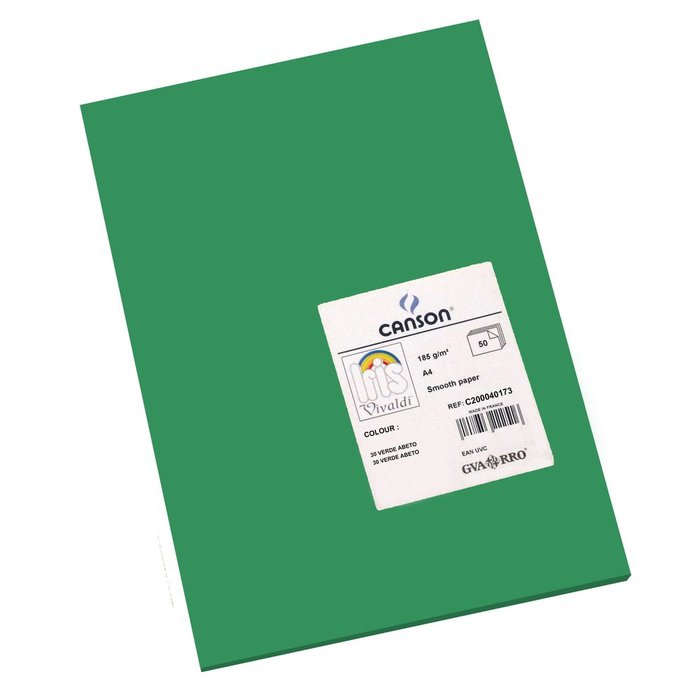 CARTULINA GUARRO A4 185GR VERDE ABETO | 50 UNIDADES | (GUARRO & CANSON)