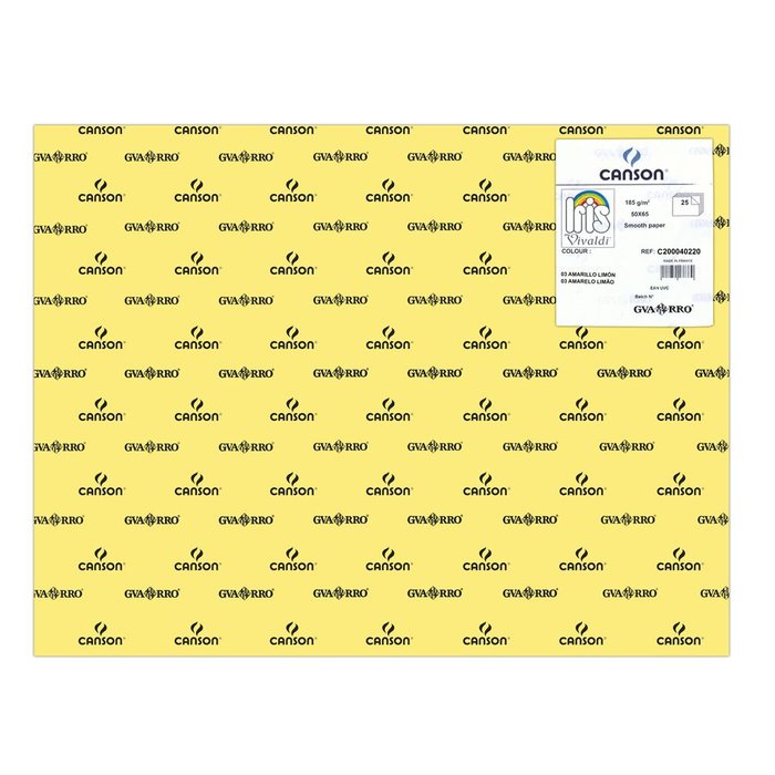 CARTULINA GUARRO 50X65 185GRS IRIS AMARILLO LIMON | 25 UNIDADES | (GUARRO & CANSON)