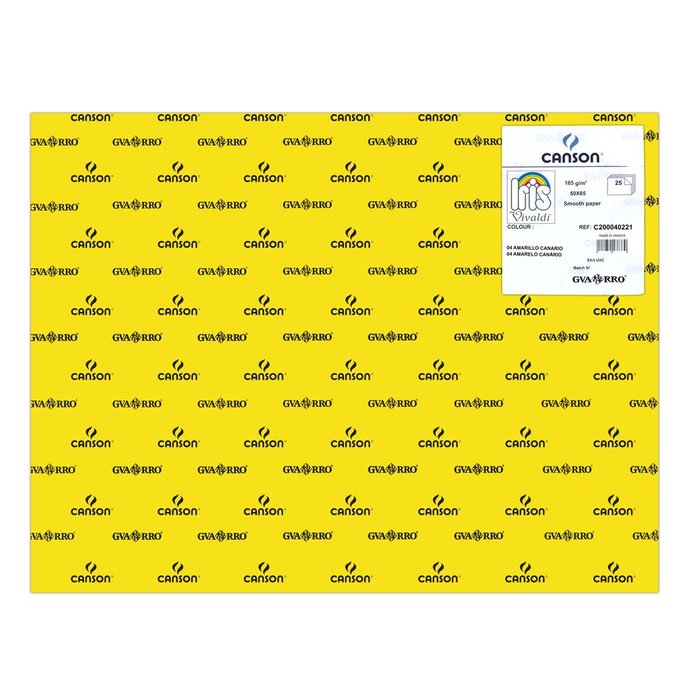 CARTULINA GUARRO 50X65 185GRS IRIS AMARILLO CANARIO | 25 UNIDADES | (GUARRO & CANSON)