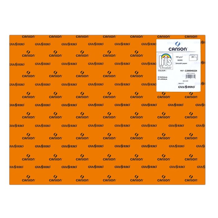 CARTULINA GUARRO 50X65 185GRS IRIS NARANJA | 25 UNIDADES | (GUARRO & CANSON) Imagen principal del producto