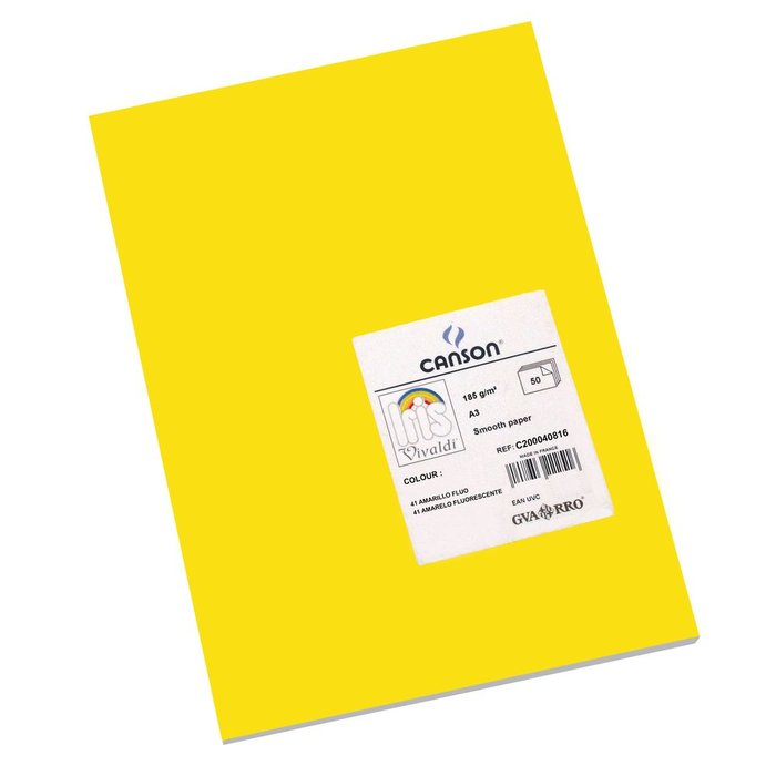 CARTULINA GUARRO IRIS A3 250G 50H FLUORESCENTE AMARILLO | 50 UNIDADES | (GUARRO & CANSON) Imagen principal del producto