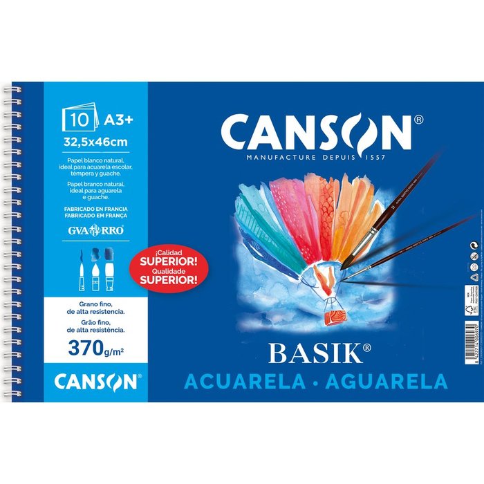 BLOC PAPEL ACUARELA A3 10H 370GR | 1 UNIDADES | (GUARRO & CANSON)