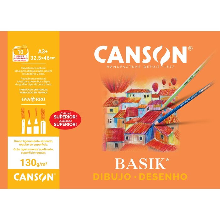 Minipack A3+ 10 hojas Laminas Basik 130 g Guarro & Canson Imagen principal del producto