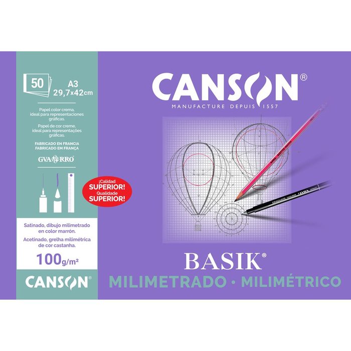 BLOC PAPEL MILIMETRADO A3 50H | 1 UNIDADES | (GUARRO & CANSON) Imagen principal del producto