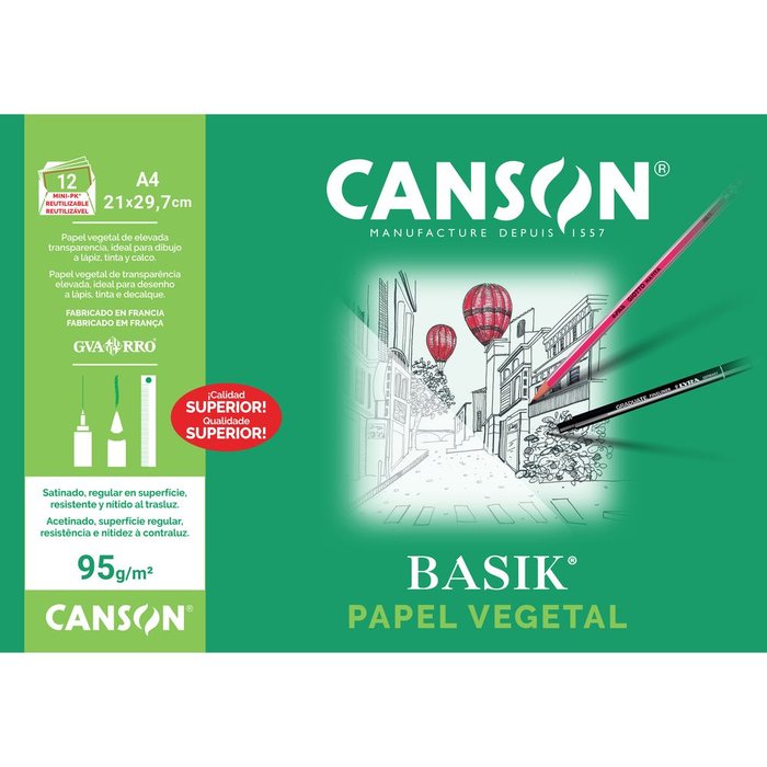 MINIPACK A4 12H PAPEL VEGETAL | 1 UNIDADES | (GUARRO & CANSON)