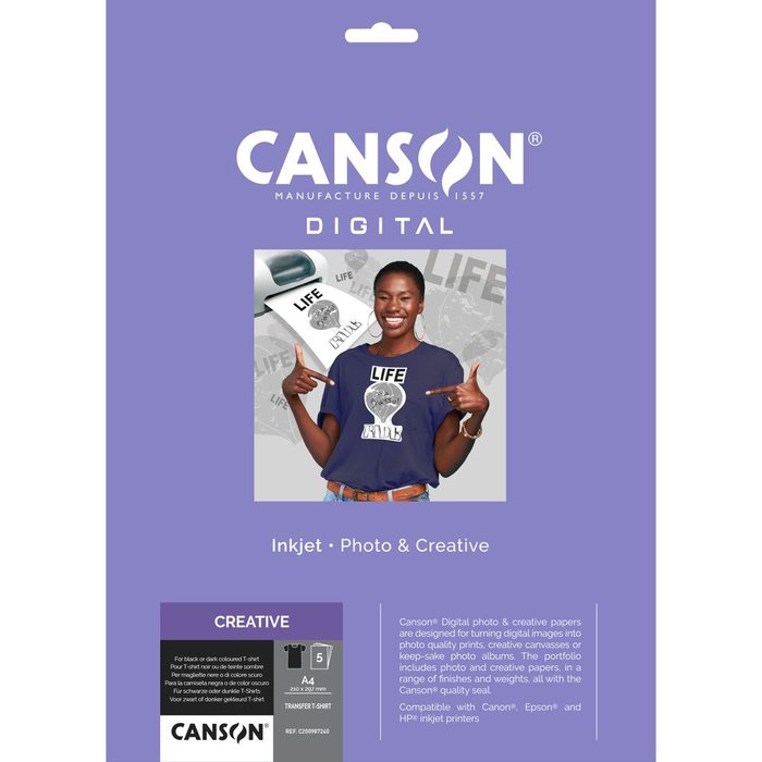Papel transfer Canson A4 5H Negro Inkjet Guarro & Canson