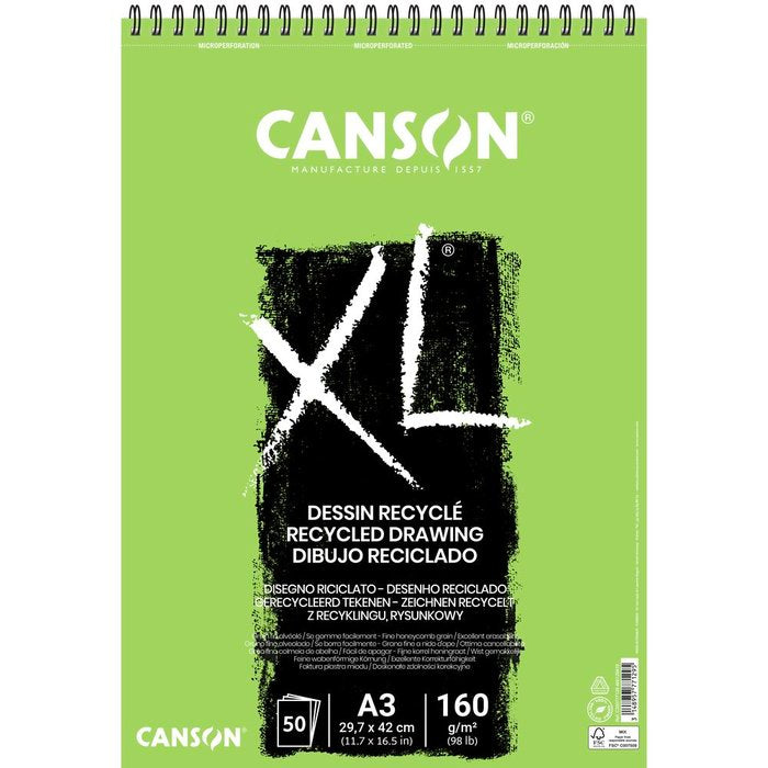 bloc espiral microperforado Canson XL reciclado A3 50 hojas 160 gramos Imagen principal del producto