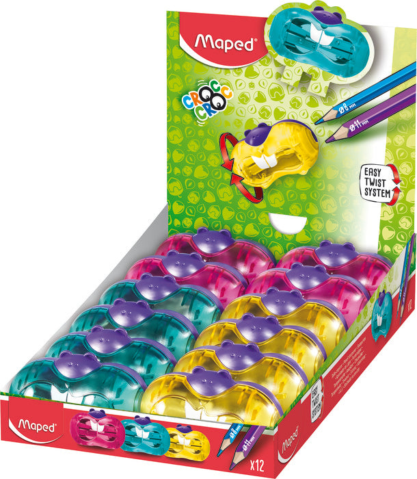 Afilalapices Croc Croc Whist Doble con Deposito Maped Pack 12