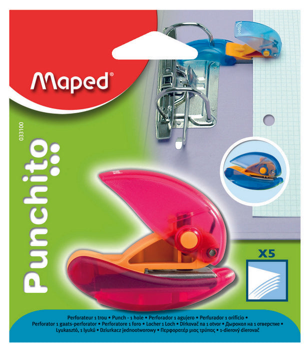 PERFORADORA PUNCHITO 5 HOJAS 1 ORIFICIO BLISTER | 1 UNIDADES | (MAPED)