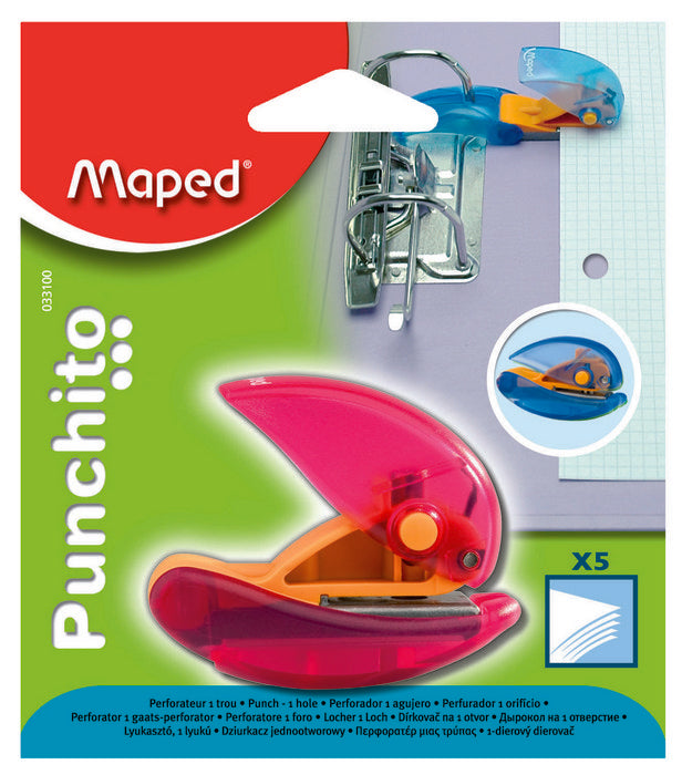 PERFORADORA PUNCHITO 5 HOJAS 1 ORIFICIO BLISTER | 1 UNIDADES | (MAPED) Imagen principal del producto