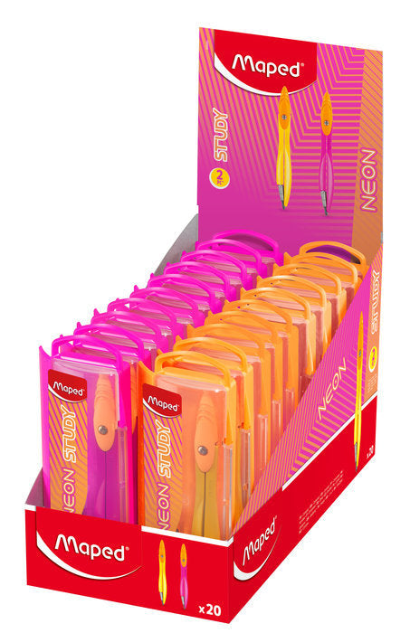 Expositor 20 Compas Study Neon y Estuche Minas Surtidos MAPED