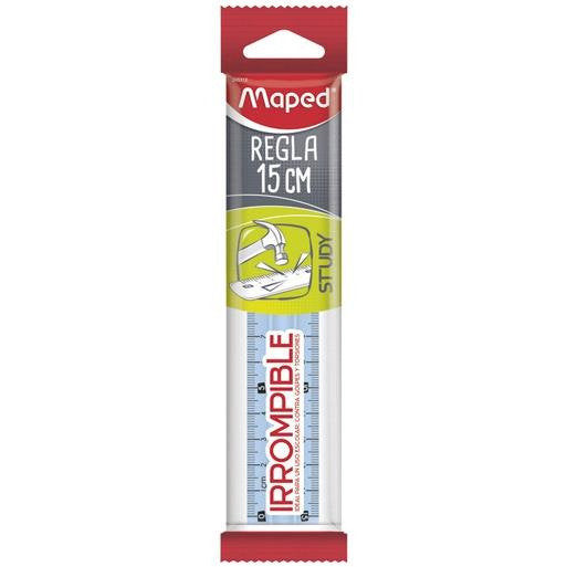 REGLA STUDY IRROMPIBLE 15 CM TRANSPARENTE | 25 UNIDADES | (MAPED) Imagen principal del producto
