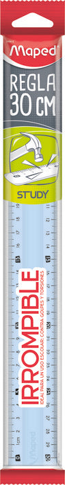 REGLA MAPED STUDY IRROMPIBLE 30 CM TRANSPARENTE | 25 UNIDADES | (MAPED)