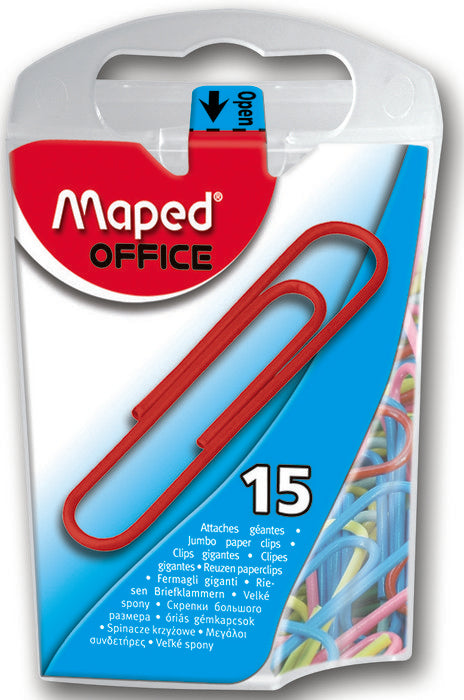 CLIPS GIGANTES COLORES 50MM 15 UNIDADES | 12 UNIDADES | (MAPED) Imagen principal del producto
