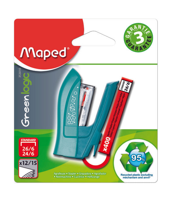 BLISTER GRAPADORA GREENLOGIC MINI 24/6 + 400 GRAPAS 20 UNI | 20 UNIDADES | (MAPED)