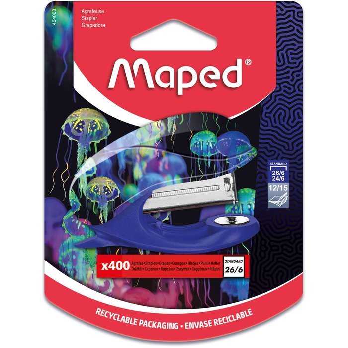 BLISTER GRAPADORA MAPED DEEPSEA + 400 GRAPAS 26/6 | 1 UNIDADES | (MAPED) Imagen principal del producto