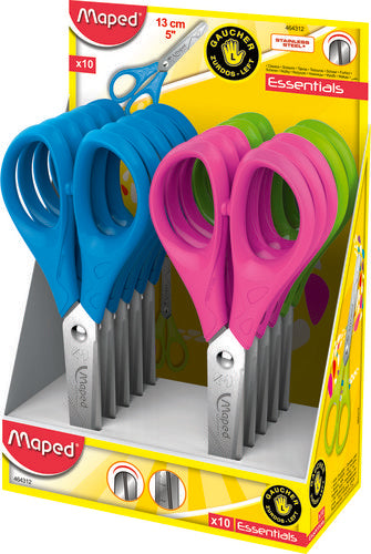 EXPOSITOR 10 TIJERA MAPED ESSENTIALS 13CM ZURDOS | 10 UNIDADES | (MAPED) Imagen principal del producto