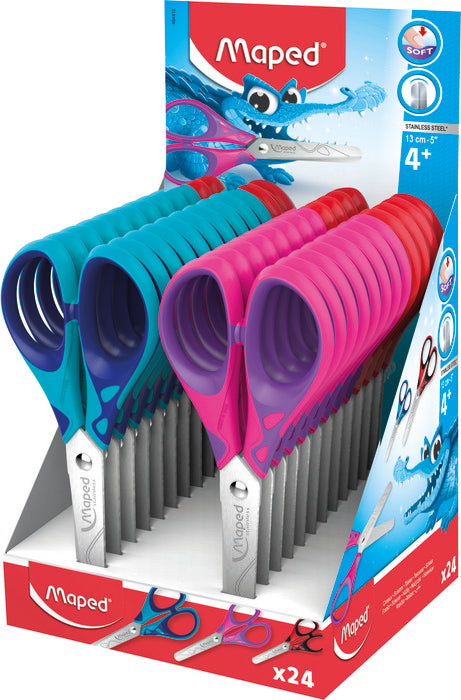 EXPOSITOR 24 TIJERAS SOFT 13CM SIM PULSE | 24 UNIDADES | (MAPED)