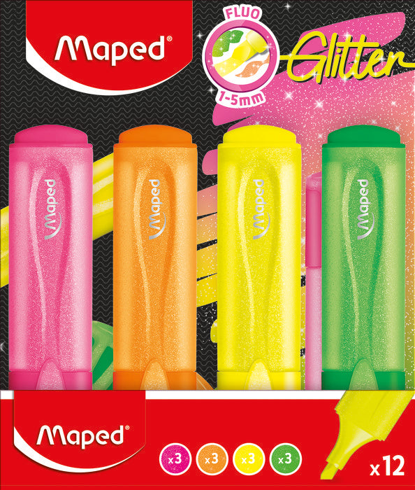 Expositor 12 Marcadores Maped Fluo Glitter Surtidos Imagen principal del producto