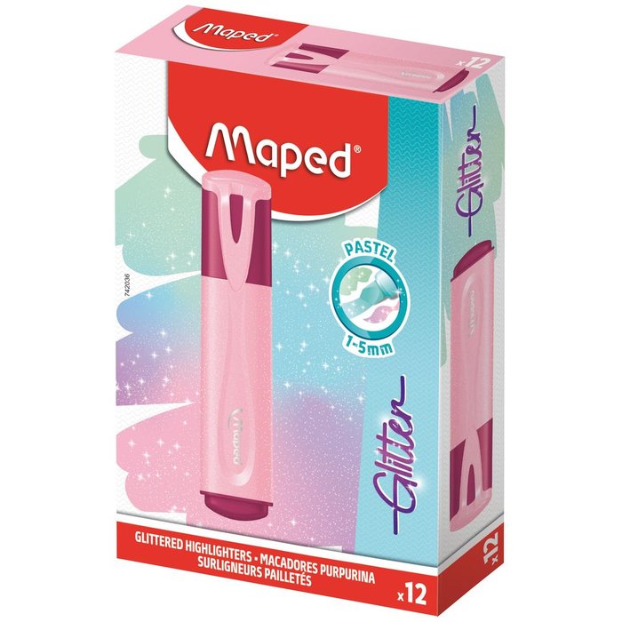 Marcador Maped Fluo Glitter Rosa | Maped | Pack 12 Unidades Imagen principal del producto