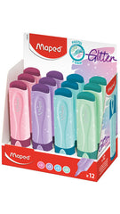 Expositor 12 Marcador Maped Glitter Fluo Pep´S Pastel | Maped | Pack 12 Unidades