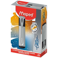 Marcador Maped Fluo Glitter Plata | Maped | Pack 12 Unidades