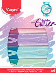 Marcador Maped Glitter Fluo Pep´S 4 Colores Pastel | Maped | Pack 1 Unidades
