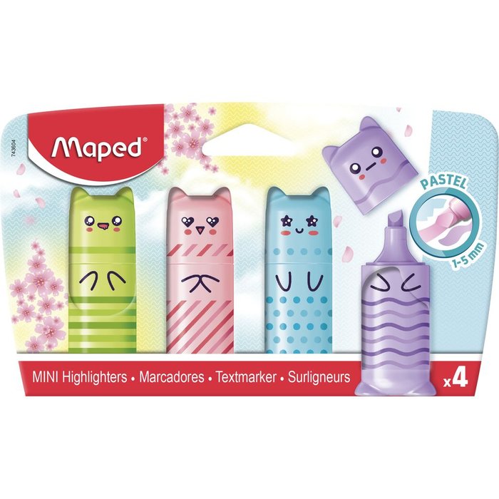 Marcador Maped Pastel Mini Pocket 4 Colores Surtidos | Maped | Pack 1 Unidades