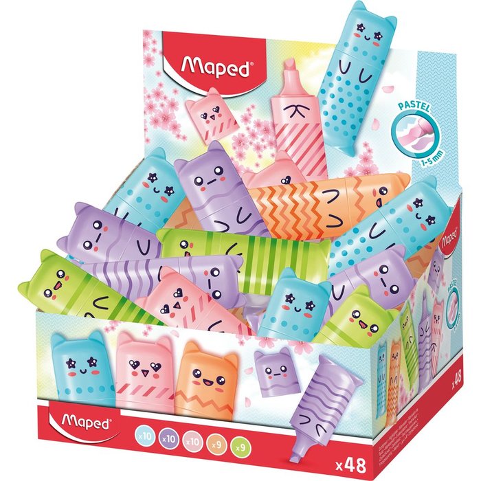 Expositor 48 Marcador Fluo Mini Pastel | Maped | Pack 48 Unidades
