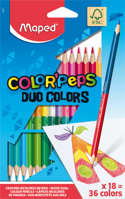 LAPIZ BICOLOR COLOR'PEPSX18 ESTUCHE CART | 1 UNIDADES | (MAPED)