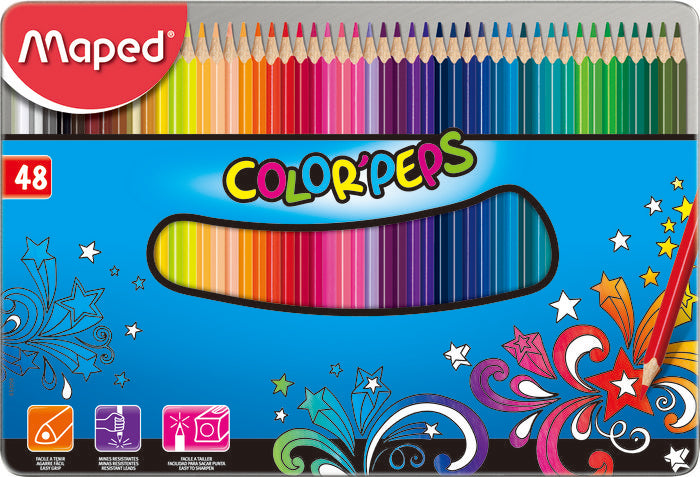 LAPIZ MAPED 48 COLORES SURTIDOS CAJA METALICA | 1 UNIDADES | (MAPED)