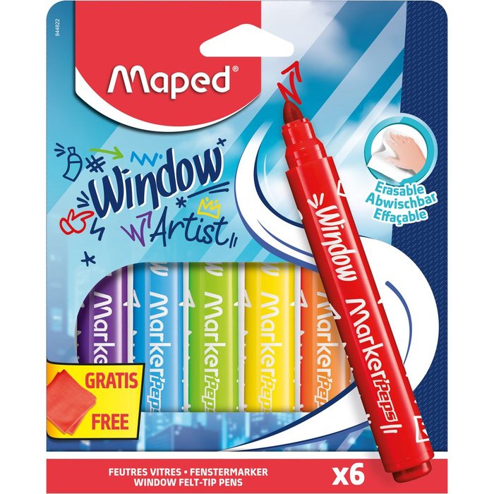 Rotulador Maped Para Vidrio 6 Colores | Maped | Pack 1 Unidades