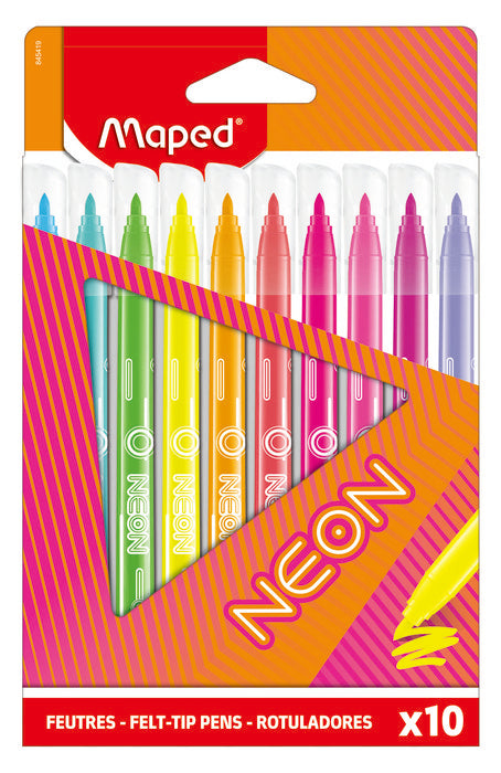 Blister 10 Rotuladores Neon Caja De Carton Surtidos | Maped | Pack 1 Unidades