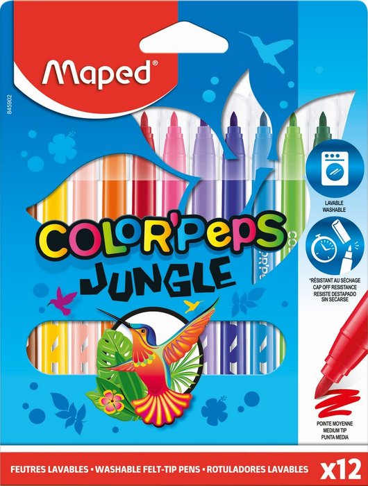 Rotulador Maped Jungle 12 Colores Surtidos Estuche Carton | Maped | Pack 12 Unidades Imagen principal del producto