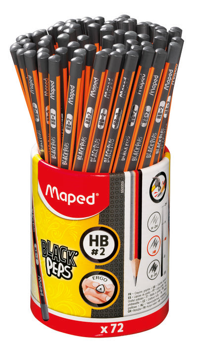 Bote 72 Lápiz de Grafito Black Peps 2HB Maped