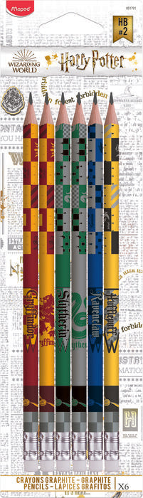 Blister 6 lápices de grafito HB con goma Harry Potter MAPED Imagen principal del producto