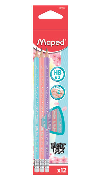 LAPIZ GRAFITO HB CON GOMA COLORES PASTELES | 12 UNIDADES | (MAPED) Imagen principal del producto