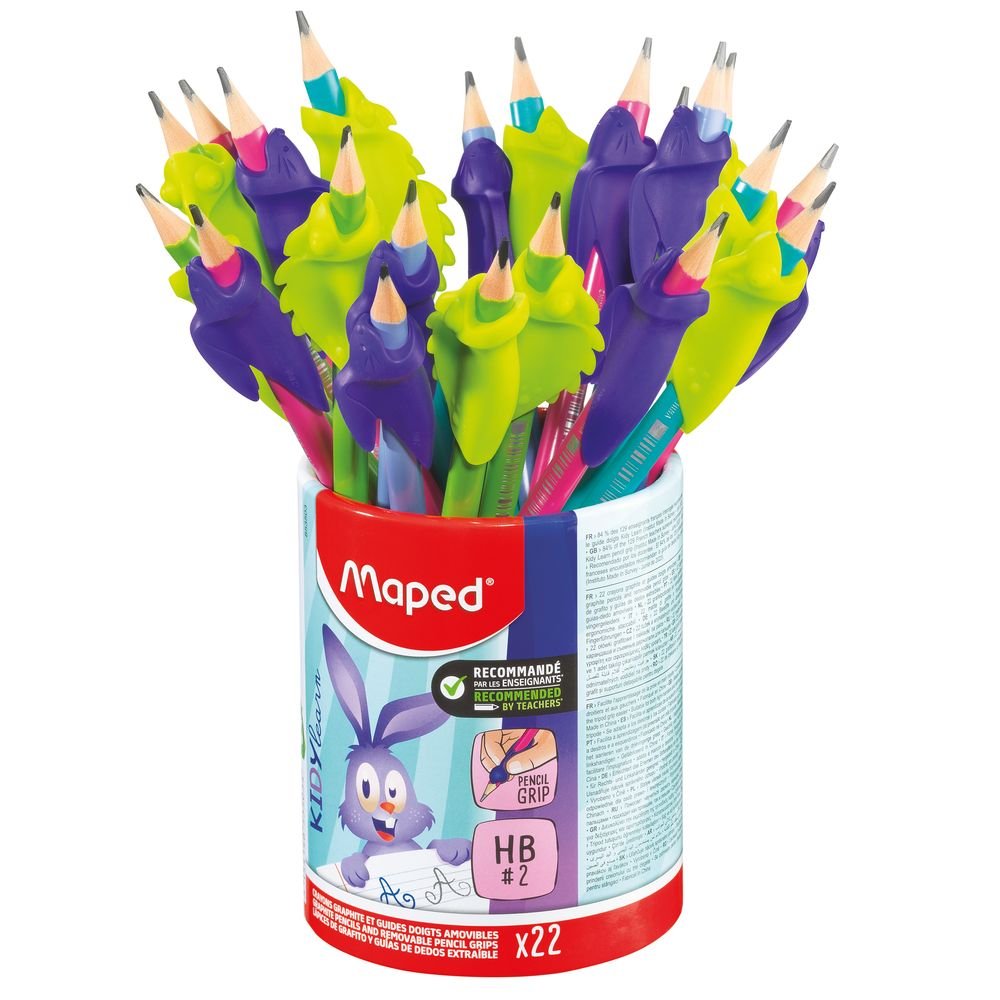 Bote 22 Lápiz Grafito HB Goma y Adaptador Kidy Learn MAPED Imagen principal del producto
